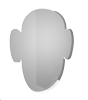 Acrylplatte mit Echtglasbeschichtung in Kopf-Form konturgefräst <br>einseitig 4/0-farbig bedruckt